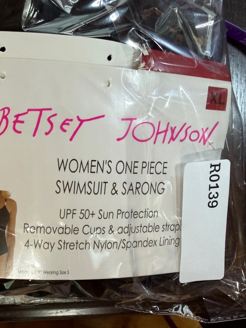 NWT Betsey Johnson Black One Piece Swimsuit XL Resort Glam Beaded